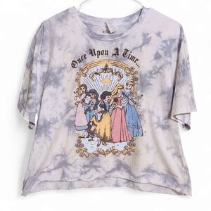 Disney Princess 'Once Upon a Time' Tie-Dye Cropped T-Shirt | Women’s XL, Cotton
